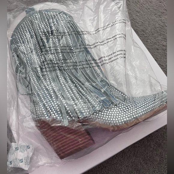 Jessica Simpson Paredisa Rugged Blue Denim western Boots - Picture 2 of 5